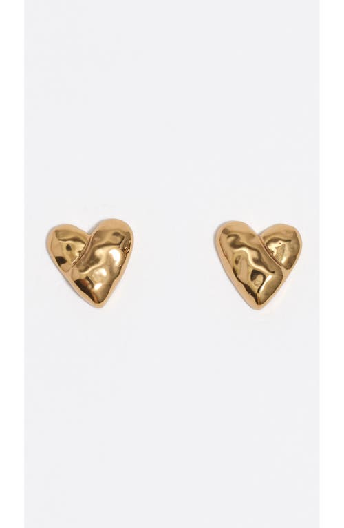 Bimba Y Lola Dark Textured Heart Earrings In Gold