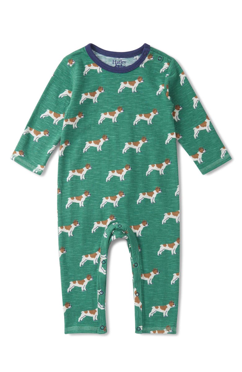 Hatley Friendly Bulldogs Cotton Romper, Main, color,