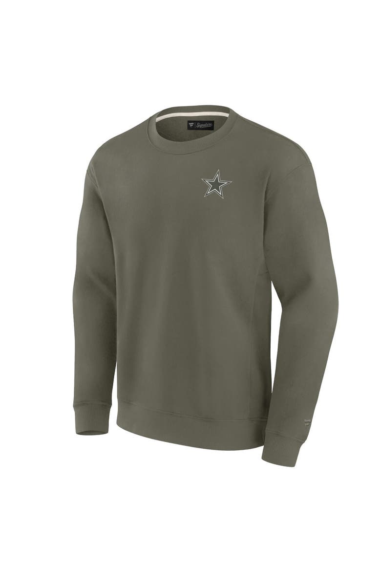 Unisex Fanatics Signature Olive Dallas Cowboys Super Soft Pullover Crew Sweatshirt, Alternate, color, Olive