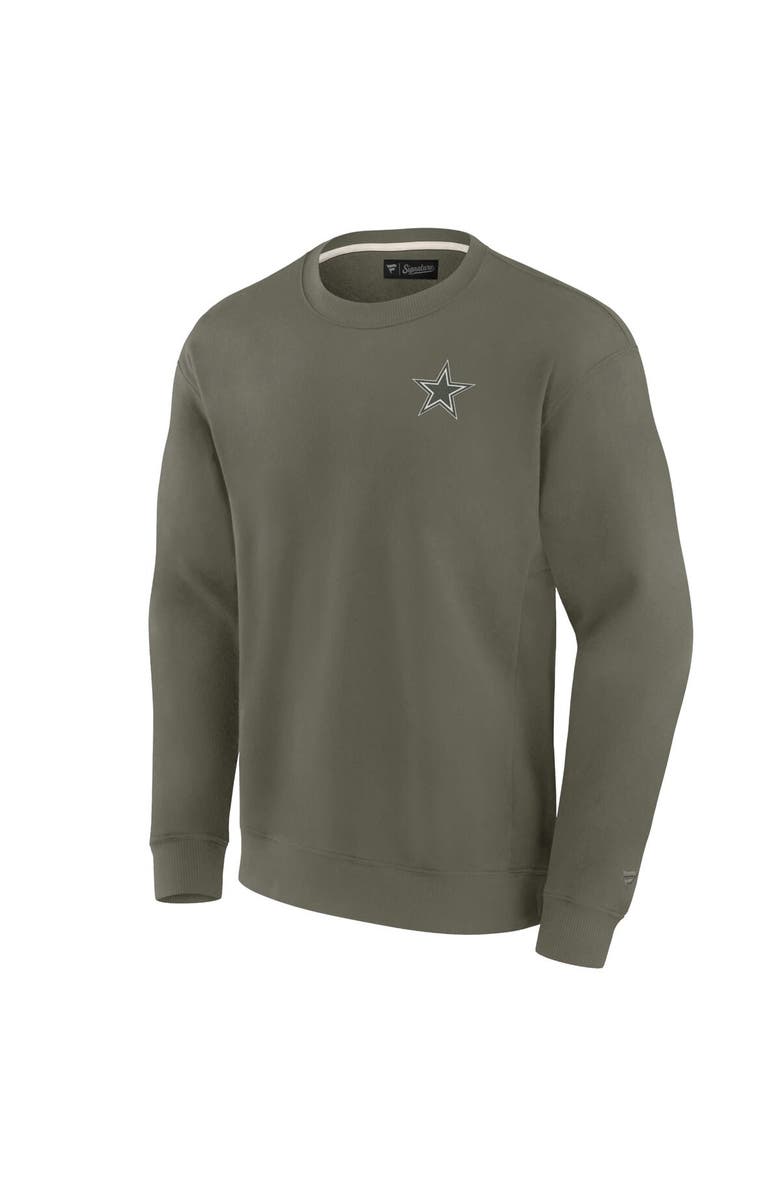 Fanatics Signature Unisex Fanatics Signature Olive Dallas Cowboys Super Soft Pullover Crew Sweatshirt, Alternate, color, Olive