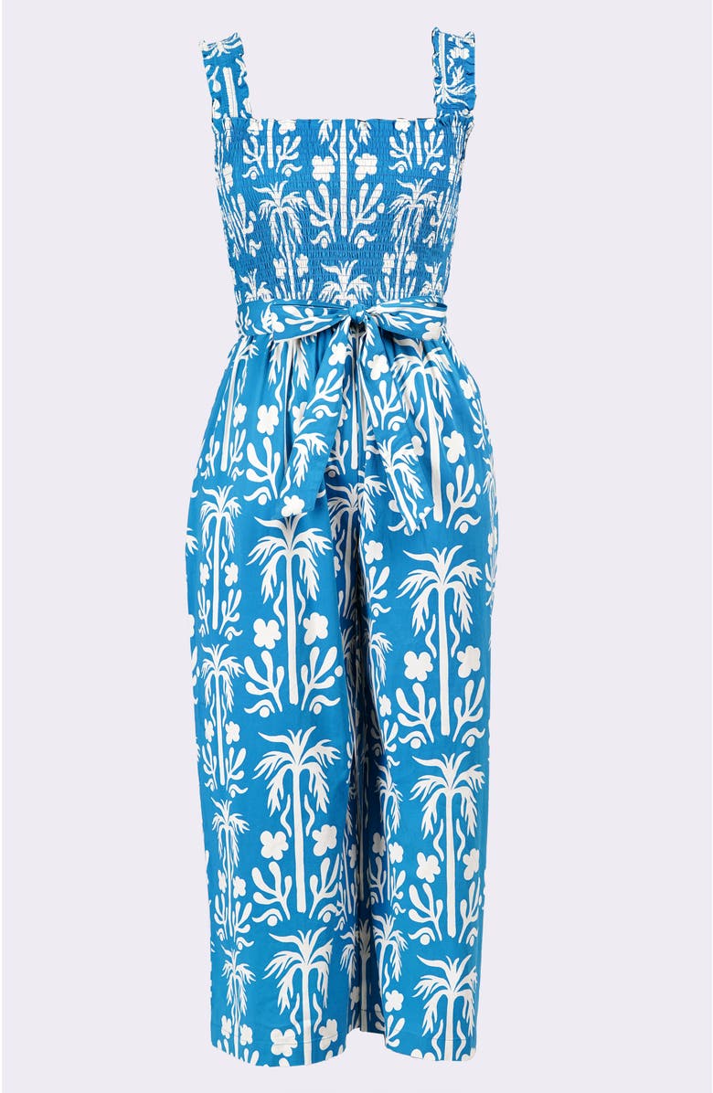 Leota Janet Cropped Jumpsuit, Alternate, color, Palm Fields Mykonos Blue