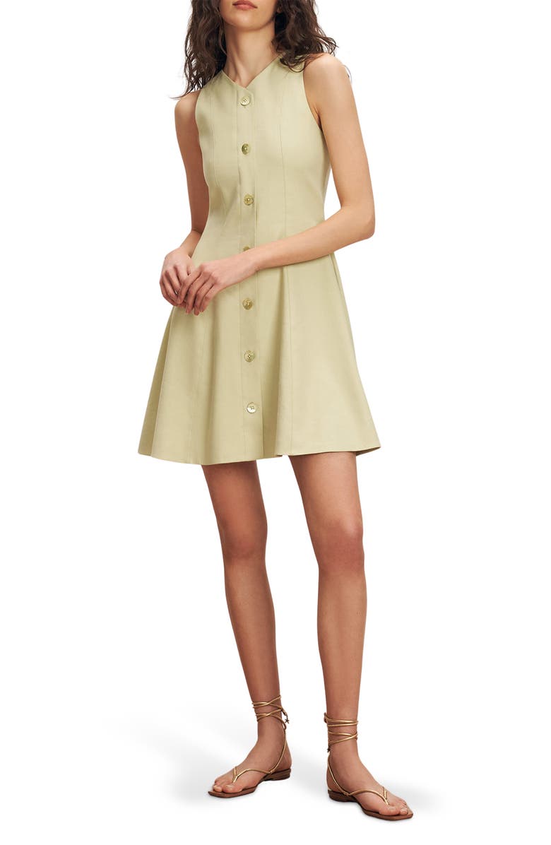 Veronica Beard Steiner Linen Blend Fit & Flare Dress, Main, color, Pistachio