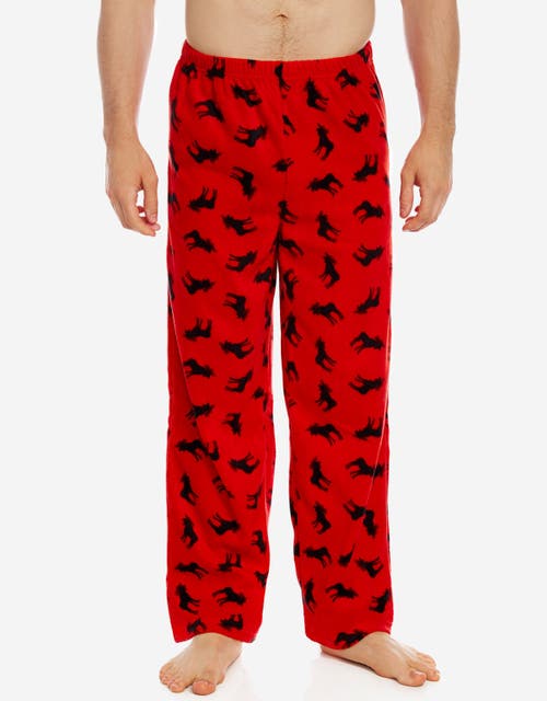 Leveret Men's Fleece Printed Holiday Pajama Pants in Moose 