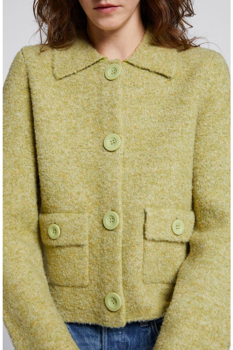 Collared Short Jacket, Alternate, color, GREEN TWEED