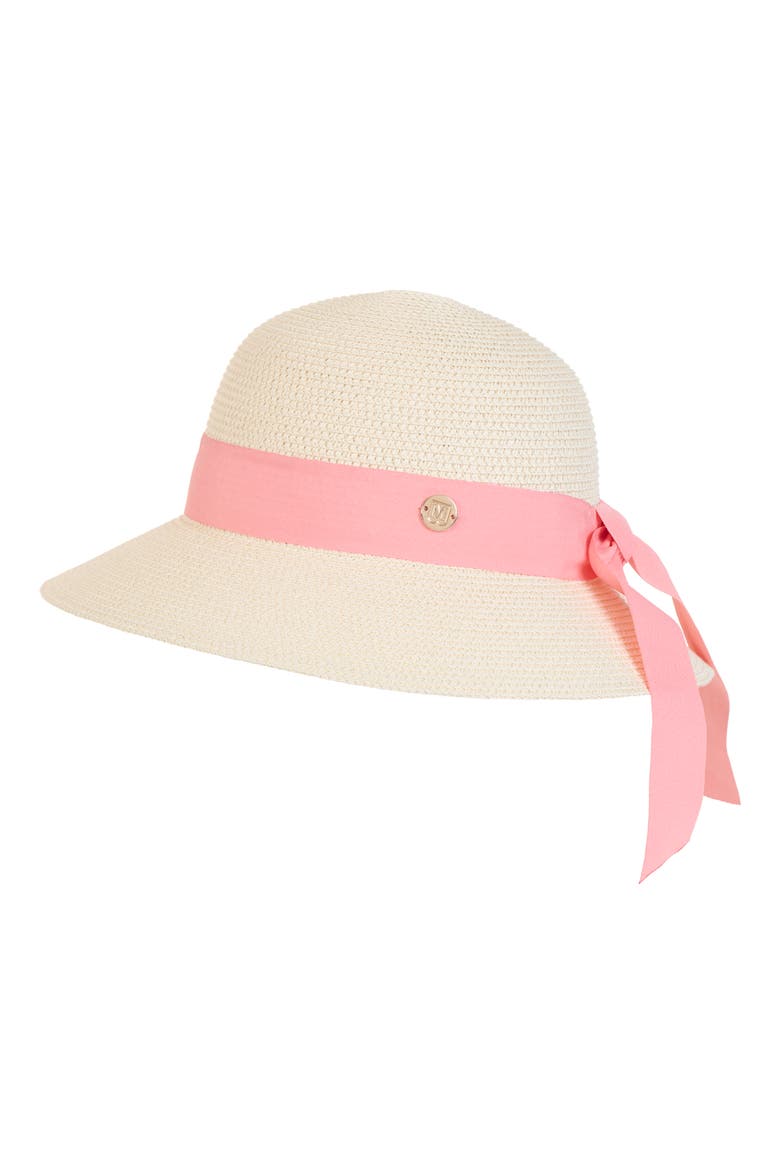 Ribbon Band Straw Sun Hat, Alternate, color, IVORY