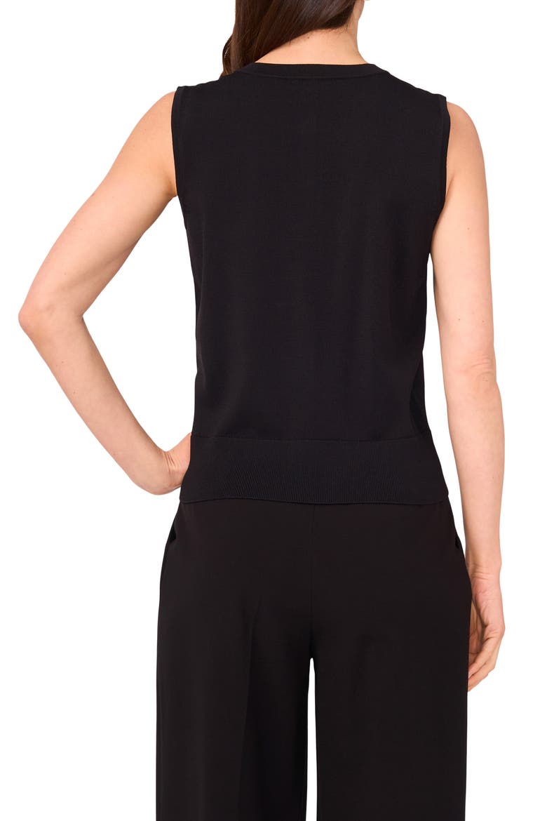 Crewneck Button-Up Sweater Vest, Alternate, color, RICH BLACK