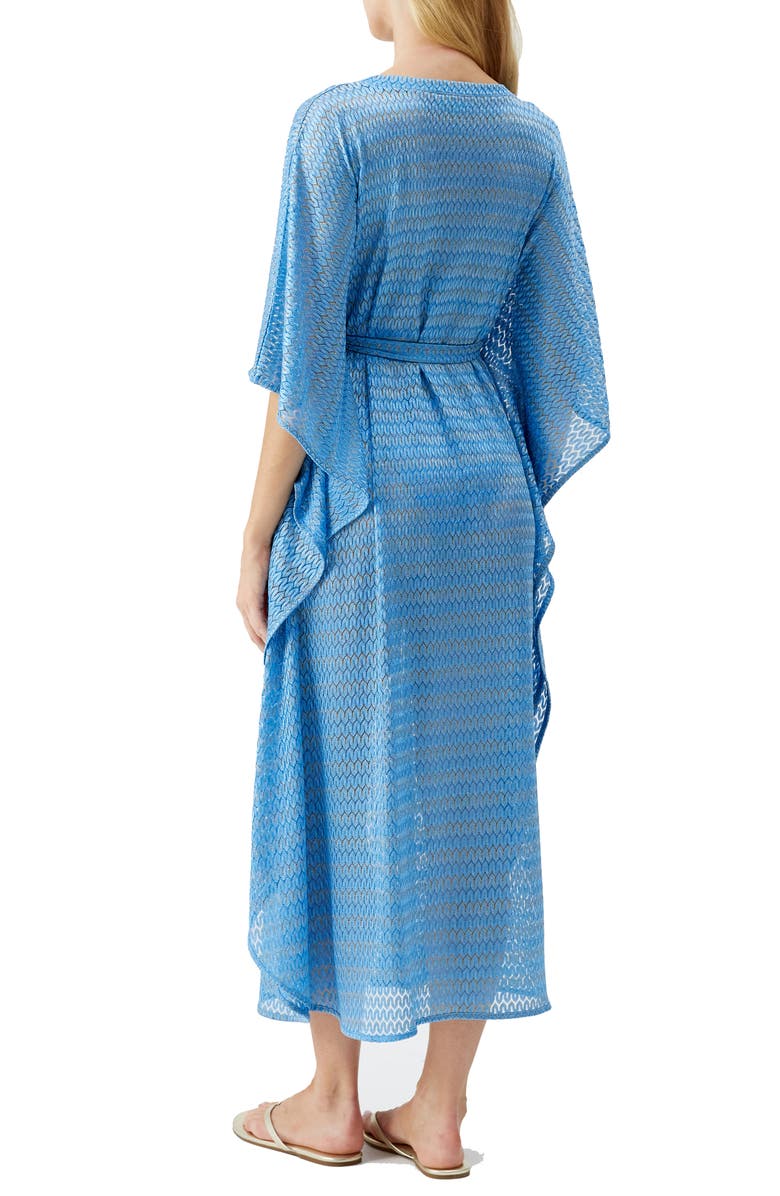 Melissa Odabash June Mixed Stitch Tie Waist Cover-Up Maxi Dress, Alternate, color, Ocean