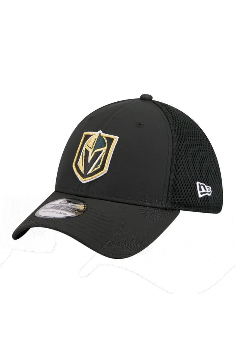Men's New Era  Black Vegas Golden Knights Logo 39THIRTY Flex Hat, Main, color, Black