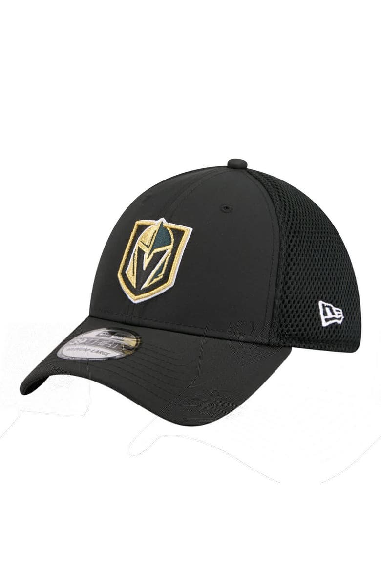 New Era Men's New Era Black Vegas Golden Knights Logo 39THIRTY Flex Hat, Main, color, Black