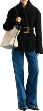 Balmain Belted wool pea coat