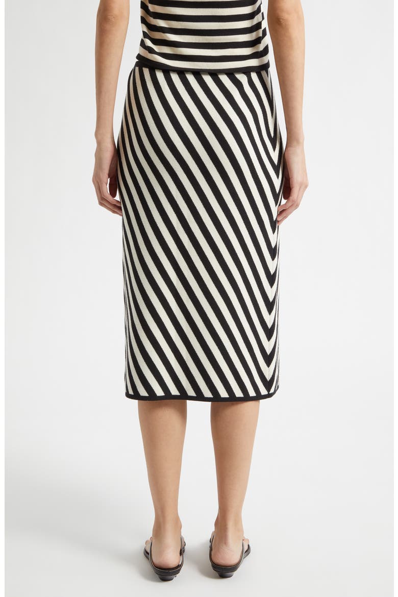 Stripe Pima Cotton Sweater Skirt, Alternate, color, CREAM BLACK