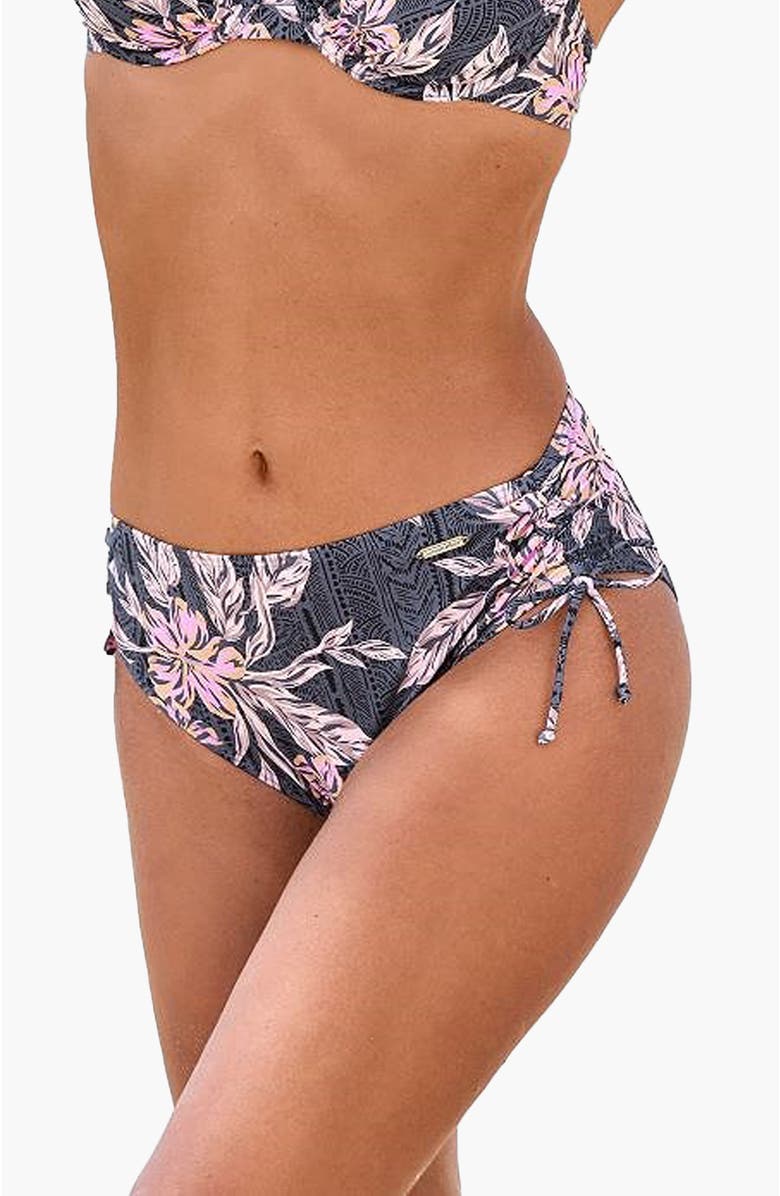 LASCANA Mix Print Mid Rise Bikini Bottom, Main, color, Black Printed