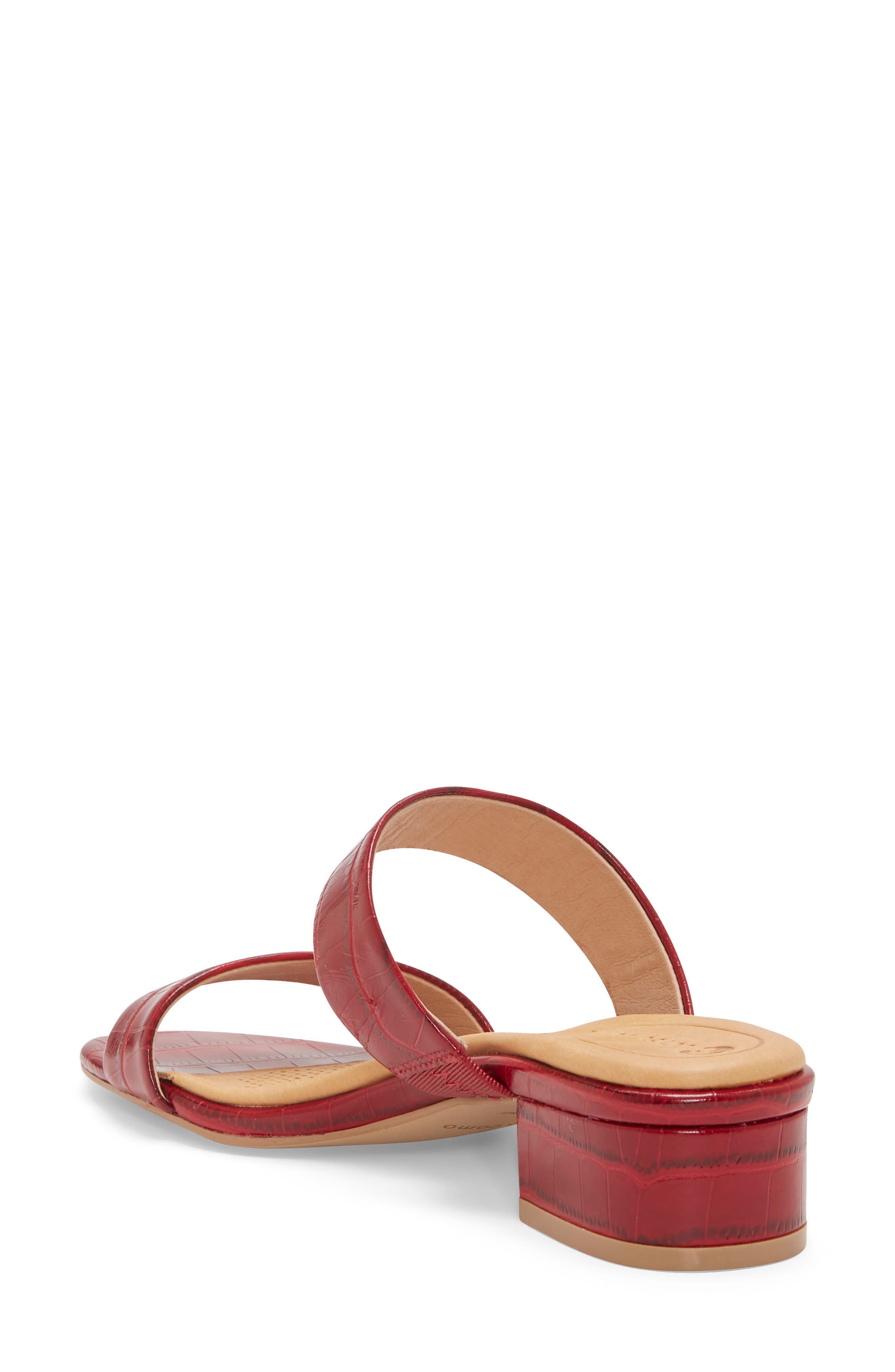 Faeya Slide Sandal, Alternate, color, RED EMBOSSED LEATHER