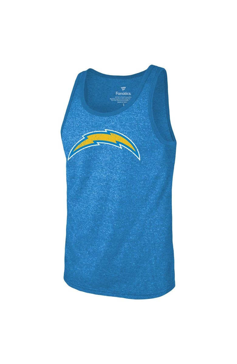 Majestic Threads Men's Majestic Threads Justin Herbert Powder Blue Los Angeles Chargers Name & Number Tri-Blend Tank Top, Alternate, color,