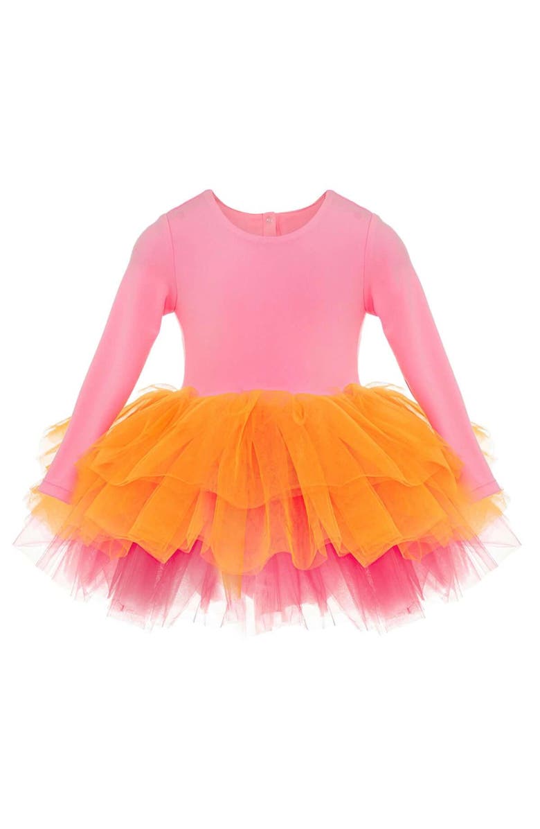 Mini Celebrities Rainbow Long Sleeve Fluffy Tutu Dress, Alternate, color, Pink Rainbow