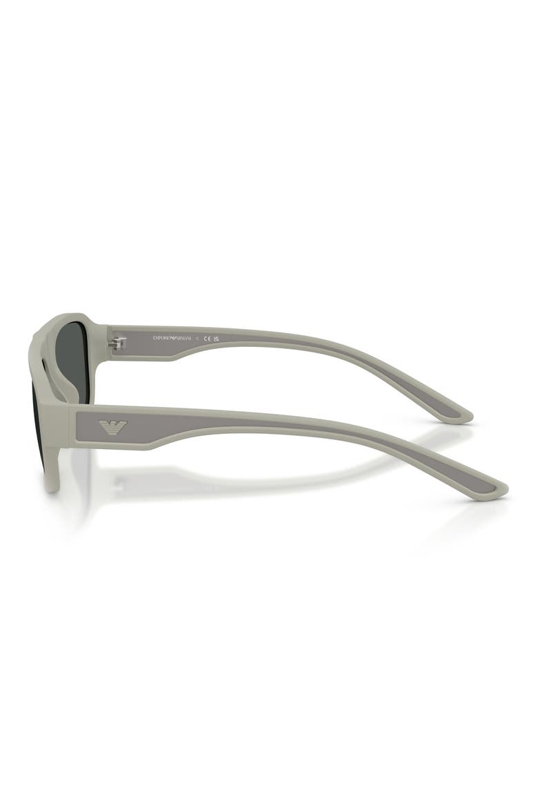 55mm Rectangle Sunglasses, Alternate, color, RUBBERIZED MATTE GREY / GREY
