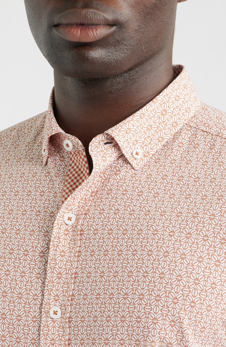 Johnston & Murphy XC+<sup>™</sup> Football Print Performance Button-Down Shirt, Alternate, color, Rust