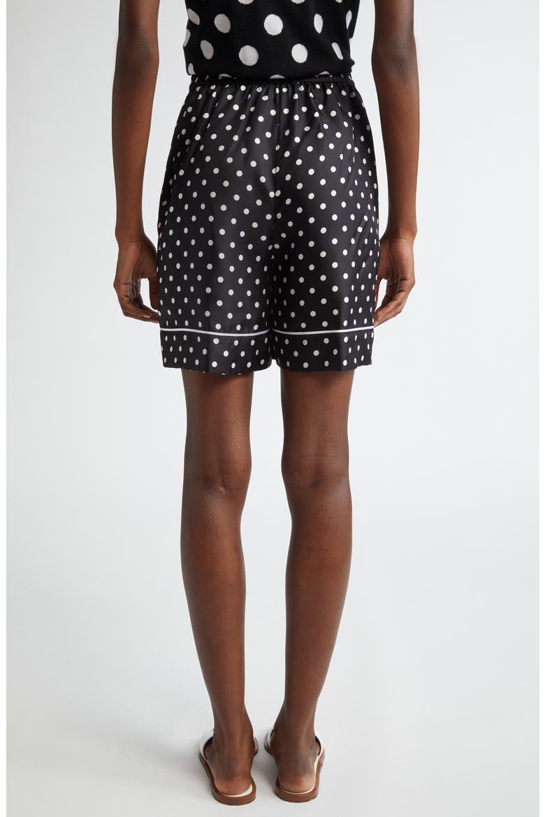 Polka Dot Silk Pajama Shorts, Alternate, color, NERO