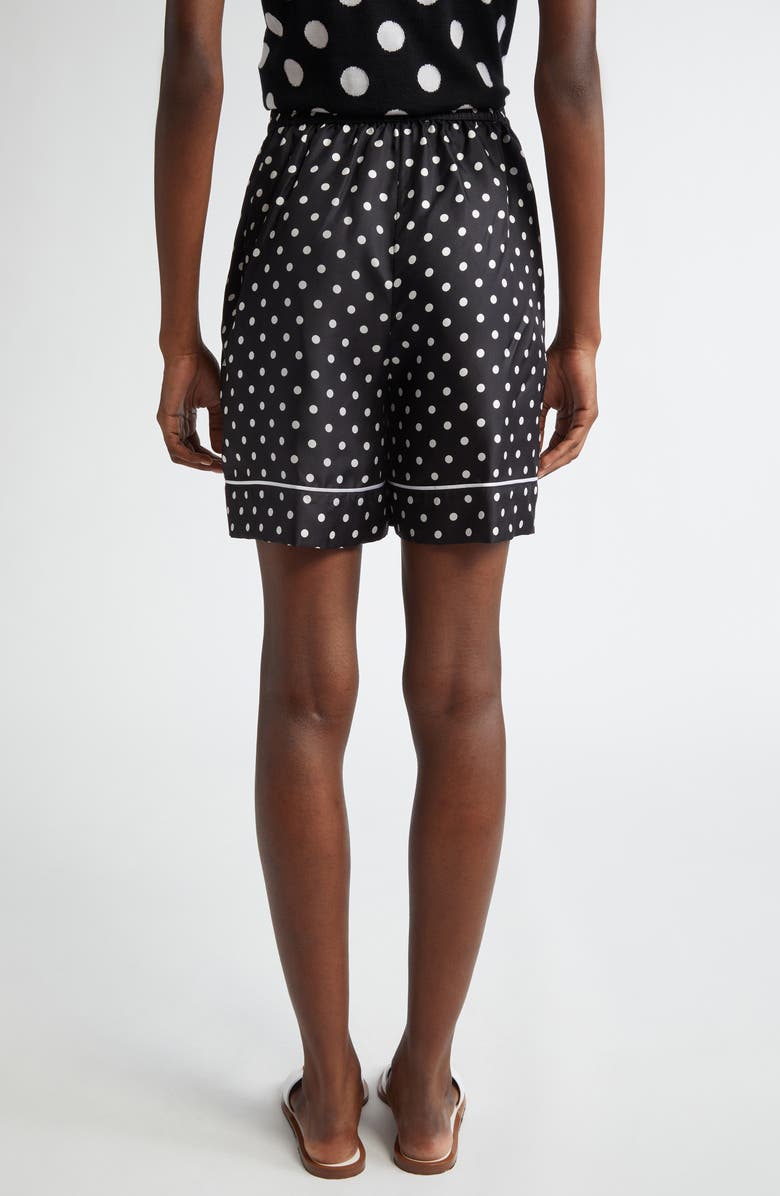 Dolce&Gabbana Polka Dot Silk Pajama Shorts, Alternate, color, Nero
