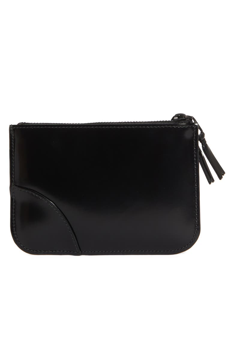 Small Zipper Medley Leather Pouch, Alternate, color, BLACK