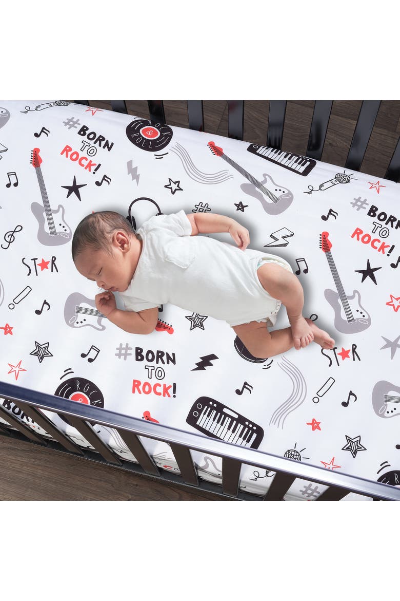 Rock Star Musical Instruments 3-Piece Baby Crib Bedding Set, Alternate, color, Gray