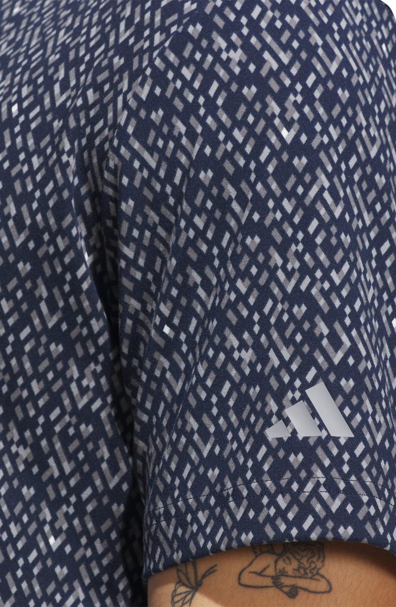 adidas Golf Micro Geometric Polo, Alternate, color, Collegiate Navy/ Grey Heather