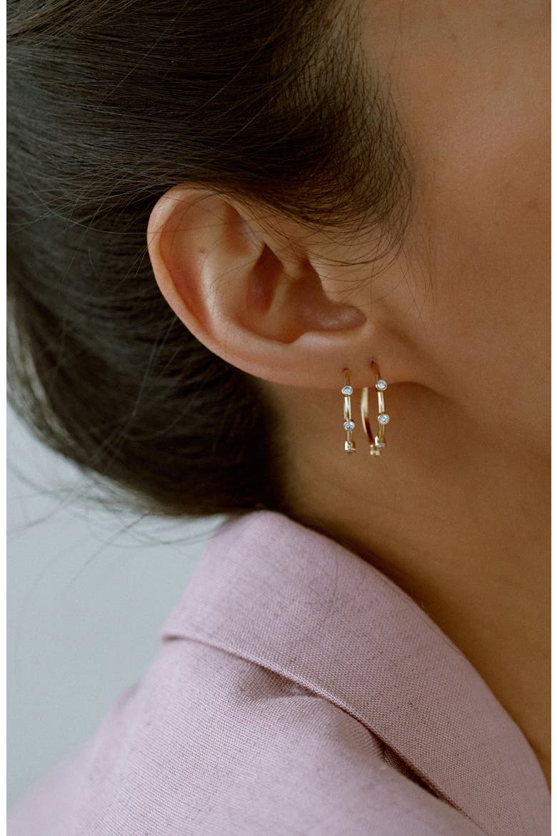 Remi Single Lab Created Diamond Hoop Earring, Alternate, color, YELLOW GOLD