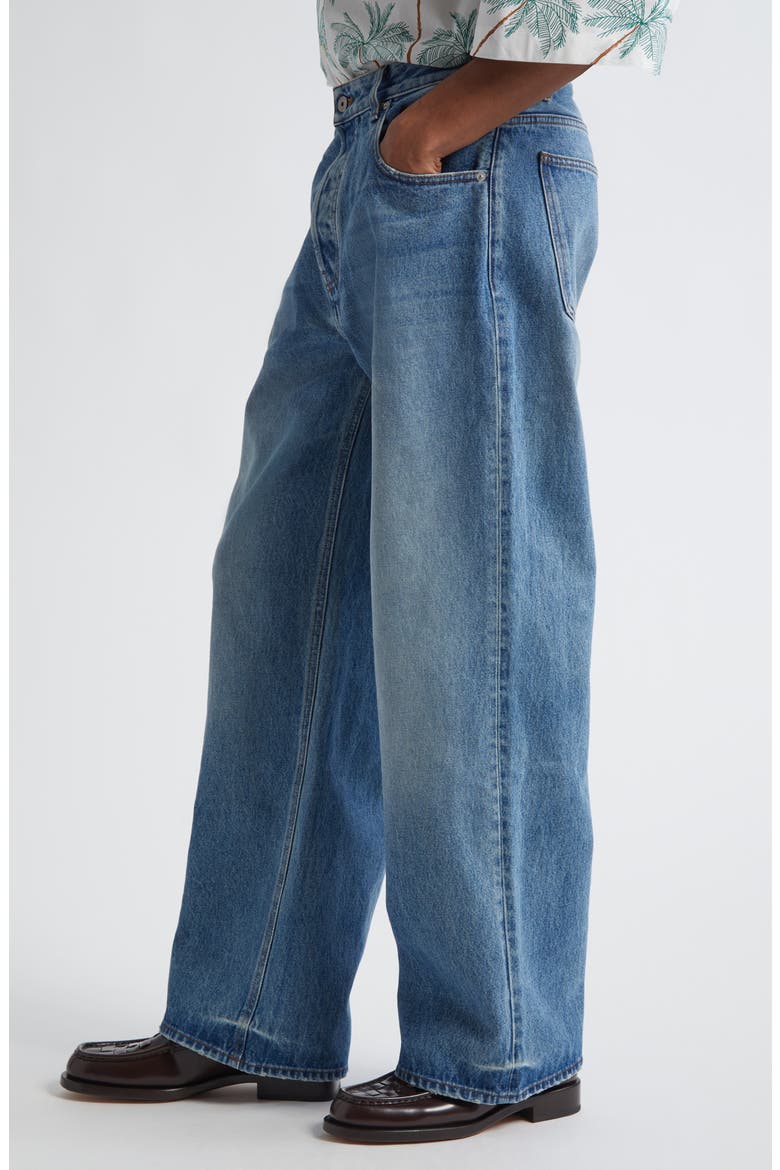Le De-Nîmes Large Straight Leg Jeans, Alternate, color, BLUE/ TABAC