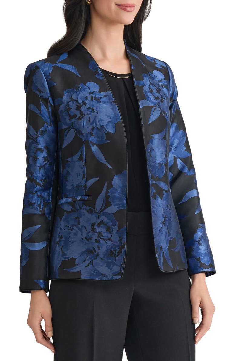 KASPER Floral Jacquard Jacket, Alternate, color, Blue Night Multi