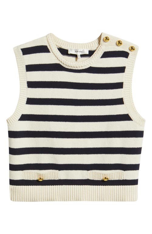 Frame Womens Navy Multi The Harbor Striped Cotton-blend Vest Xs