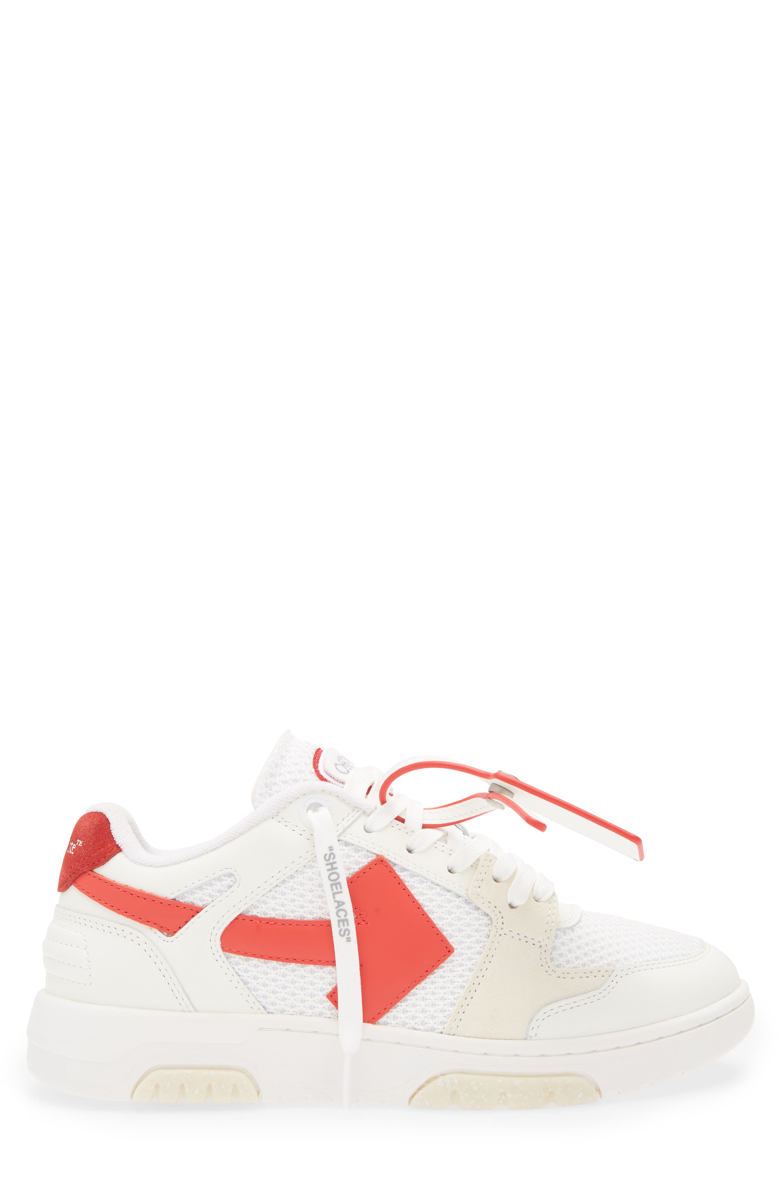 Off-White Slim Out of Office Sneaker, Alternate, color, White - Red