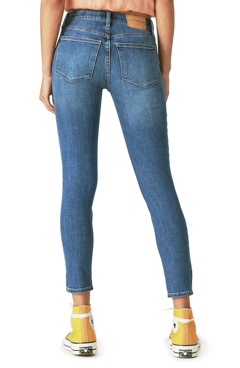Lucky Brand Bridgette Distressed High Waist Ankle Crop Skinny Jeans, Alternate, color, Finchley Road