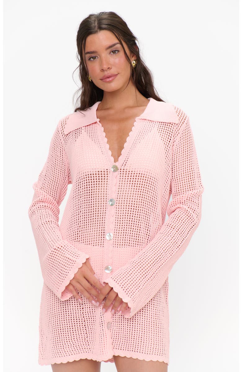 Show Me Your Mumu Button Up Coverup, Alternate, color, Peachy Pink Crochet
