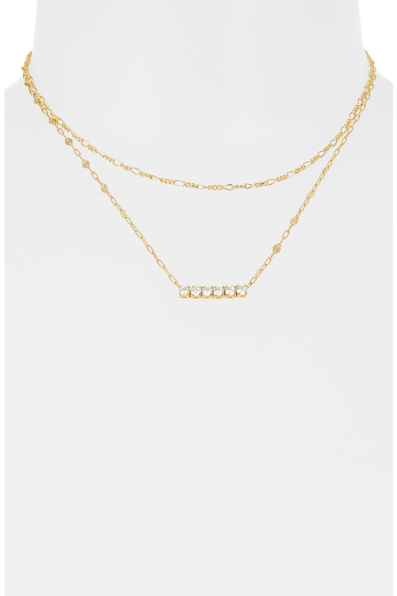Cubic Zirconia Layered Necklace, Alternate, color, GOLD