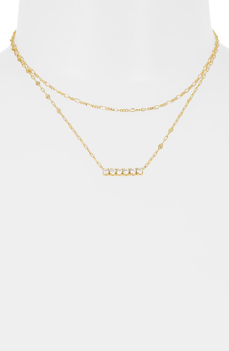 Argento Vivo Sterling Silver Cubic Zirconia Layered Necklace, Alternate, color, Gold