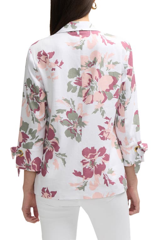 Ellen Tracy Linen Blend Blazer In Peach Bouquet