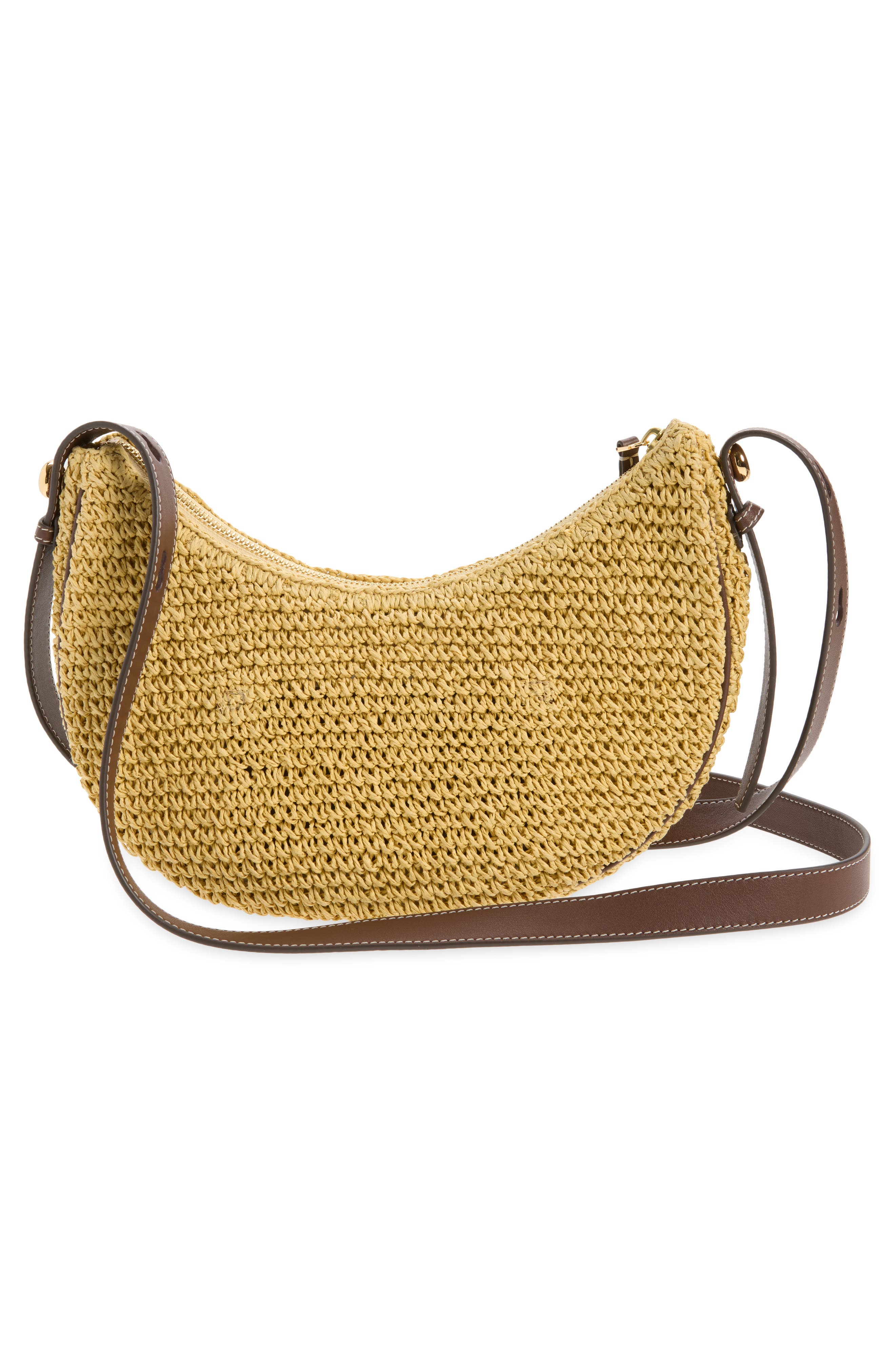 Romy Straw Half Moon Bag, Alternate, color, NATURAL
