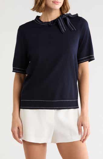Side Tie Short Sleeve Sweater