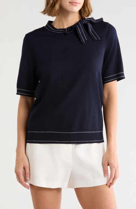 Side Tie Short Sleeve Sweater
