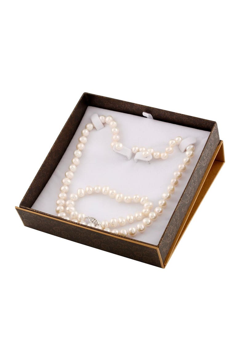 7-8mm Freshwater Pearl Necklace, Bracelet, & Earrings Set, Alternate, color, NATURAL WHITE