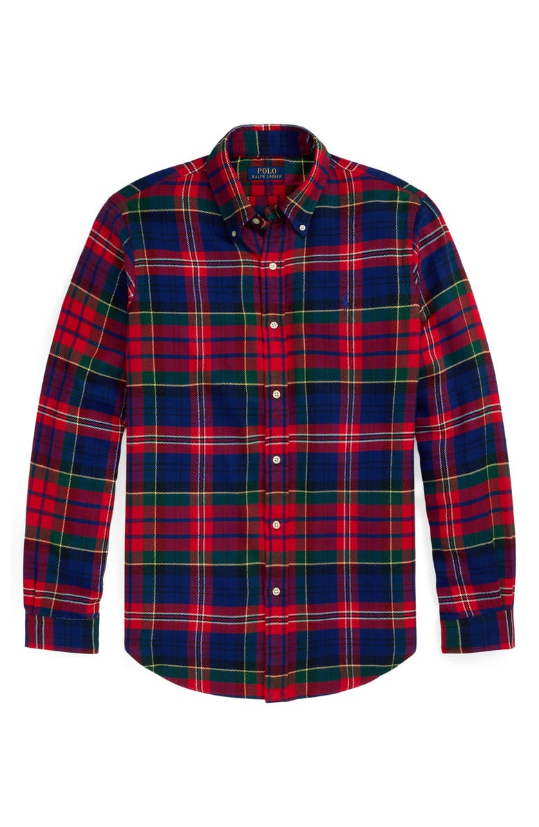 Polo Ralph Lauren Brushed Plaid Flannel Button-Down Shirt, Alternate, color, 