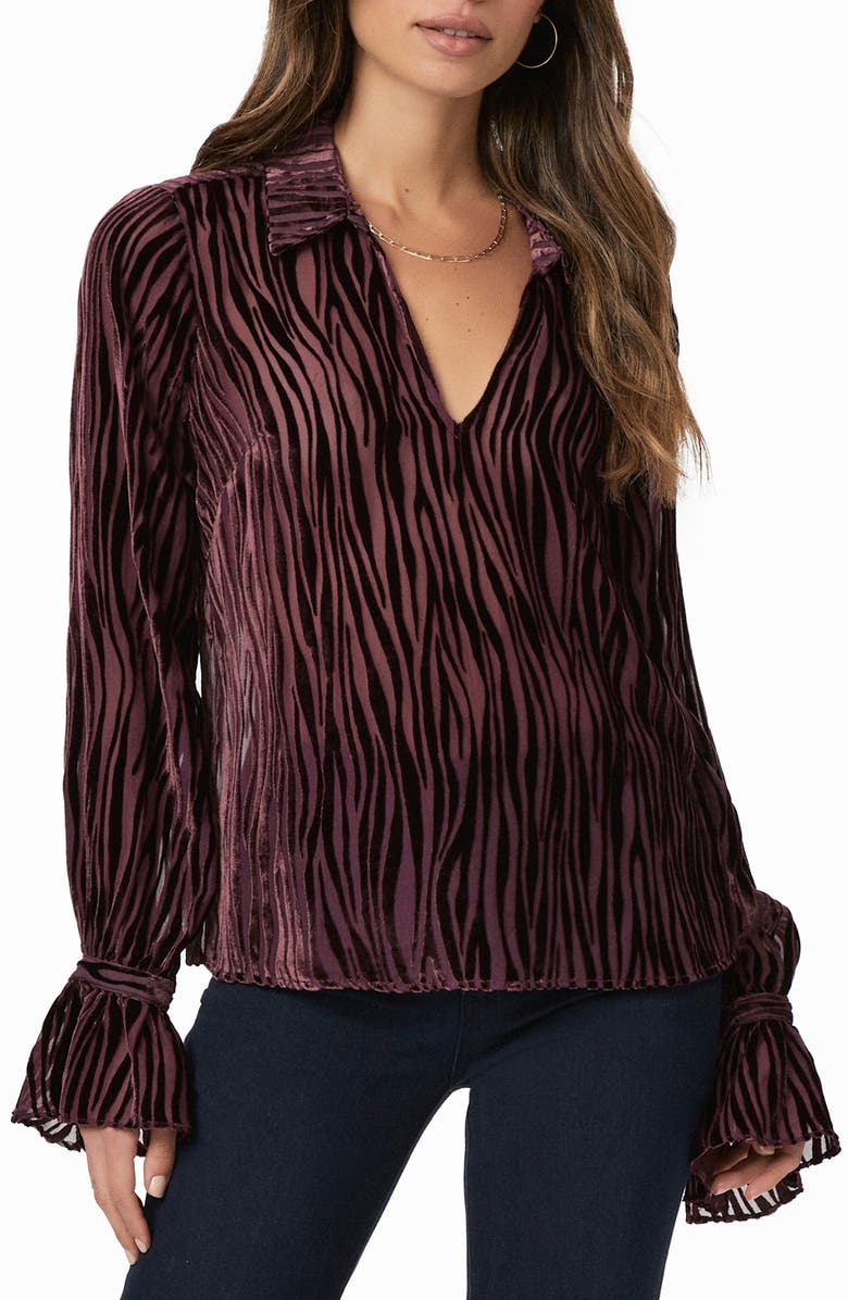 PAIGE Benet Velvet Devore Top, Main, color, Aubergine