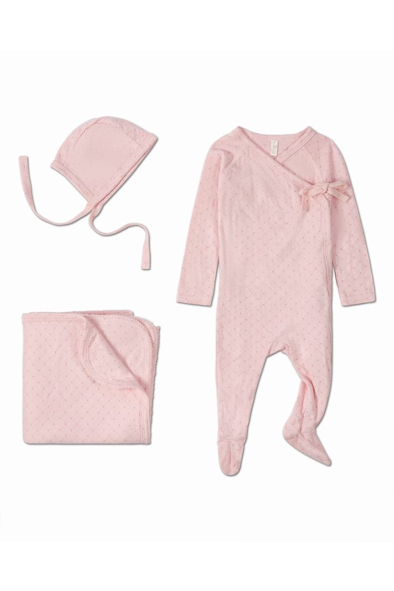3 Piece Baby Pointelle Rayon Blend Footie Set, Main, color, Pink