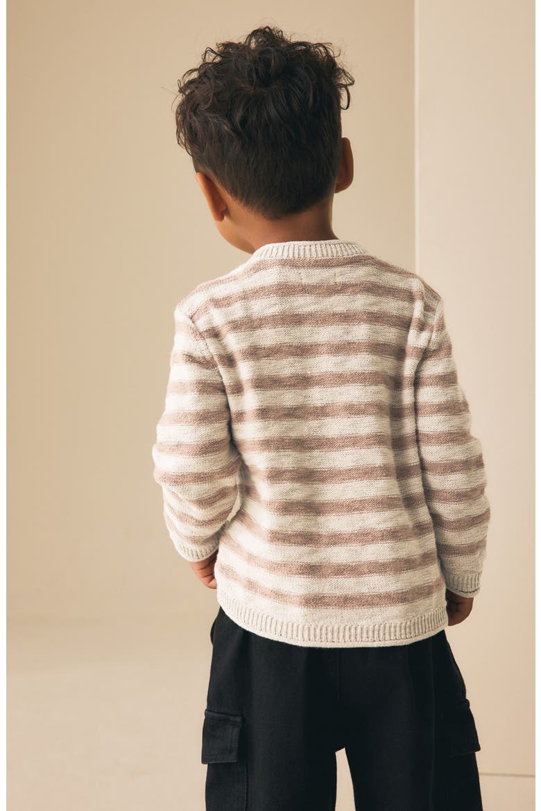 Kids' Stripe Stitch Bear Sweater, Alternate, color, NEUTRAL