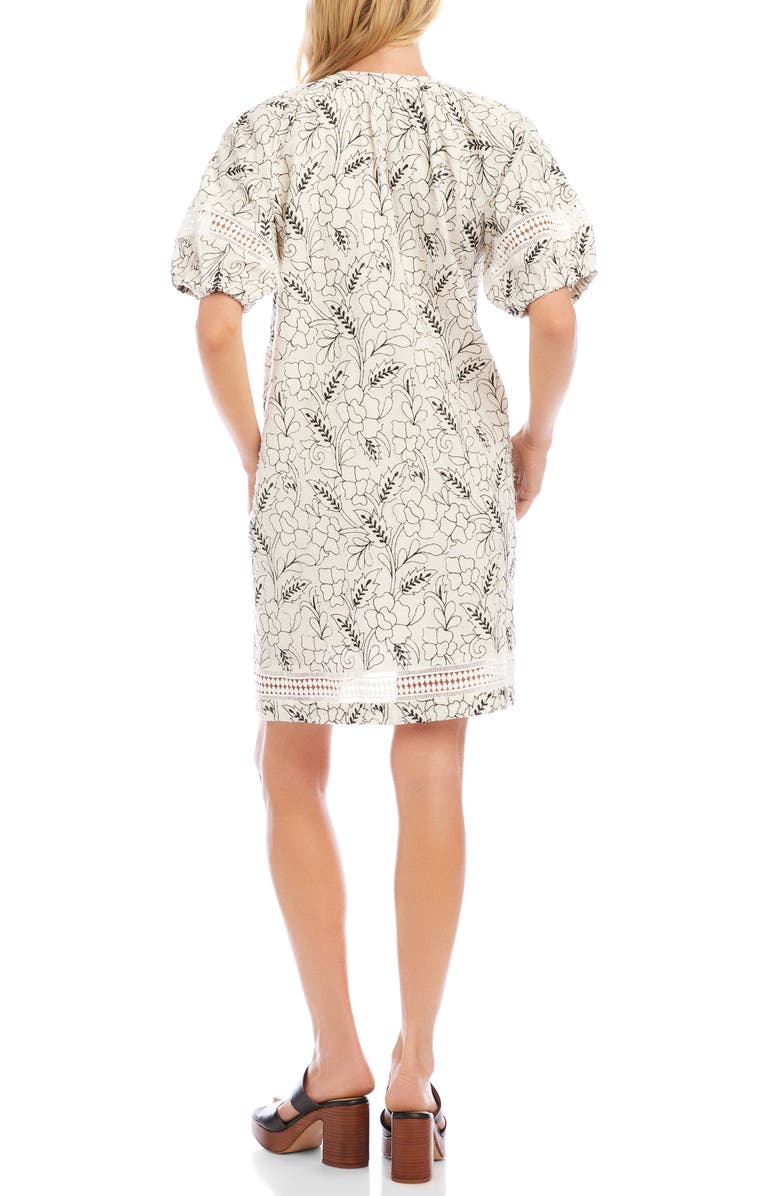 Karen Kane Floral Embroidered Tassel Cotton Dress, Alternate, color, Cream