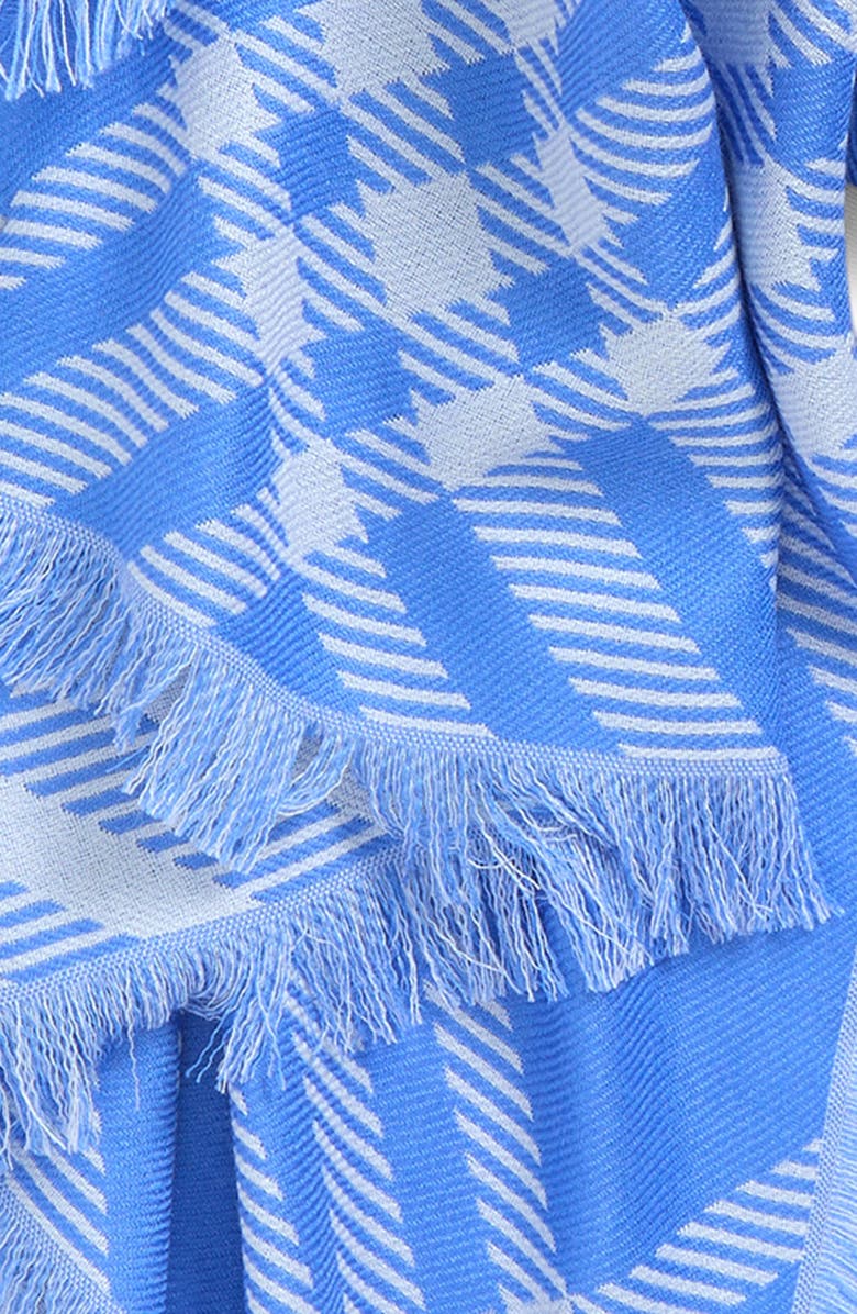 Burberry Check Wool & Silk Fringe Scarf, Alternate, color, Dive Blue