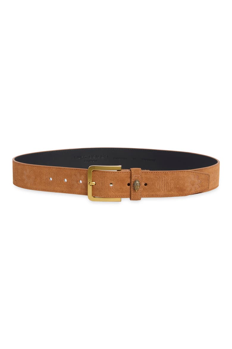 Soho Embossed Suede Belt, Main, color, GINGER/ ANTIQUE BRASS