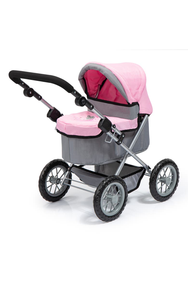 Trendy Pram Stroller For Toy Baby Dolls Grey/Pink, Alternate, color, Multicolored