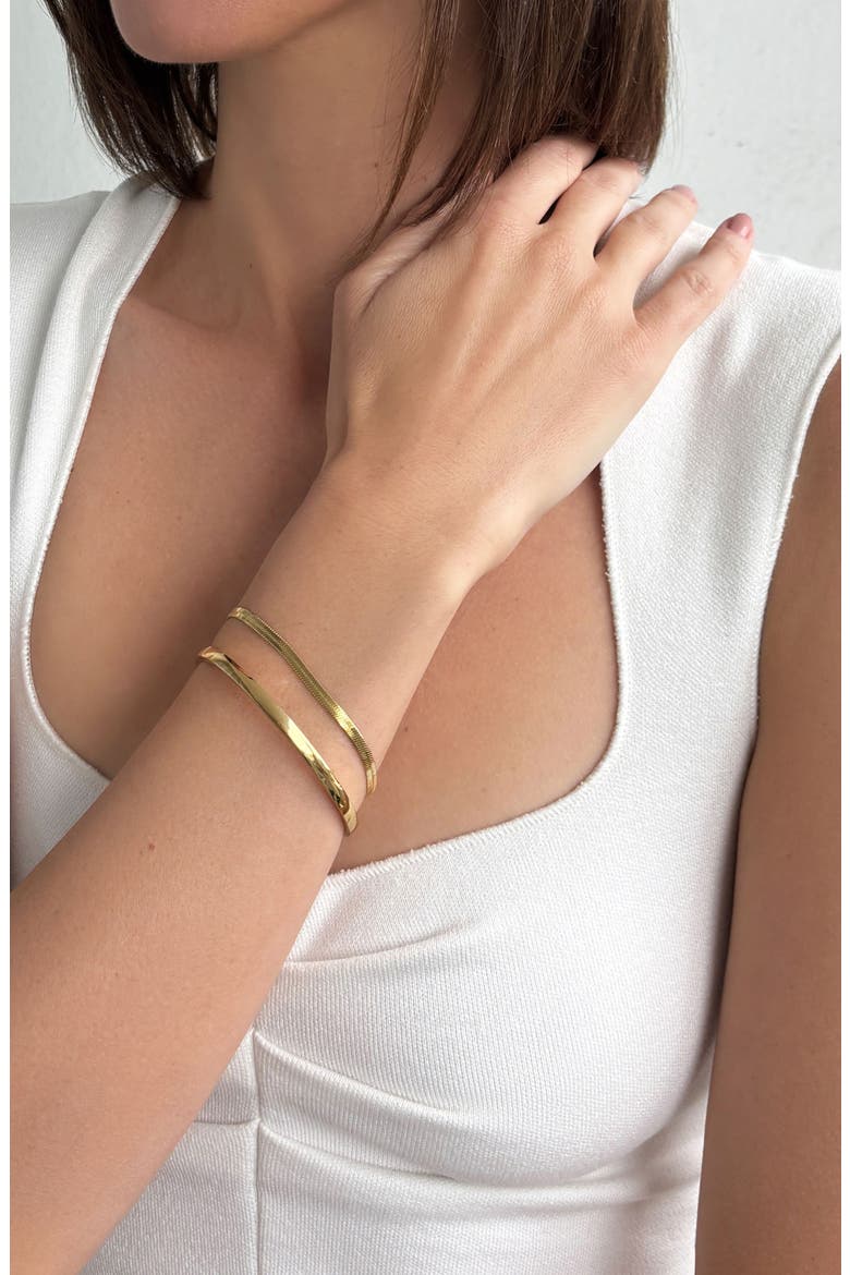 Set of 2 Chain & Cuff Bracelets, Alternate, color, GOLD