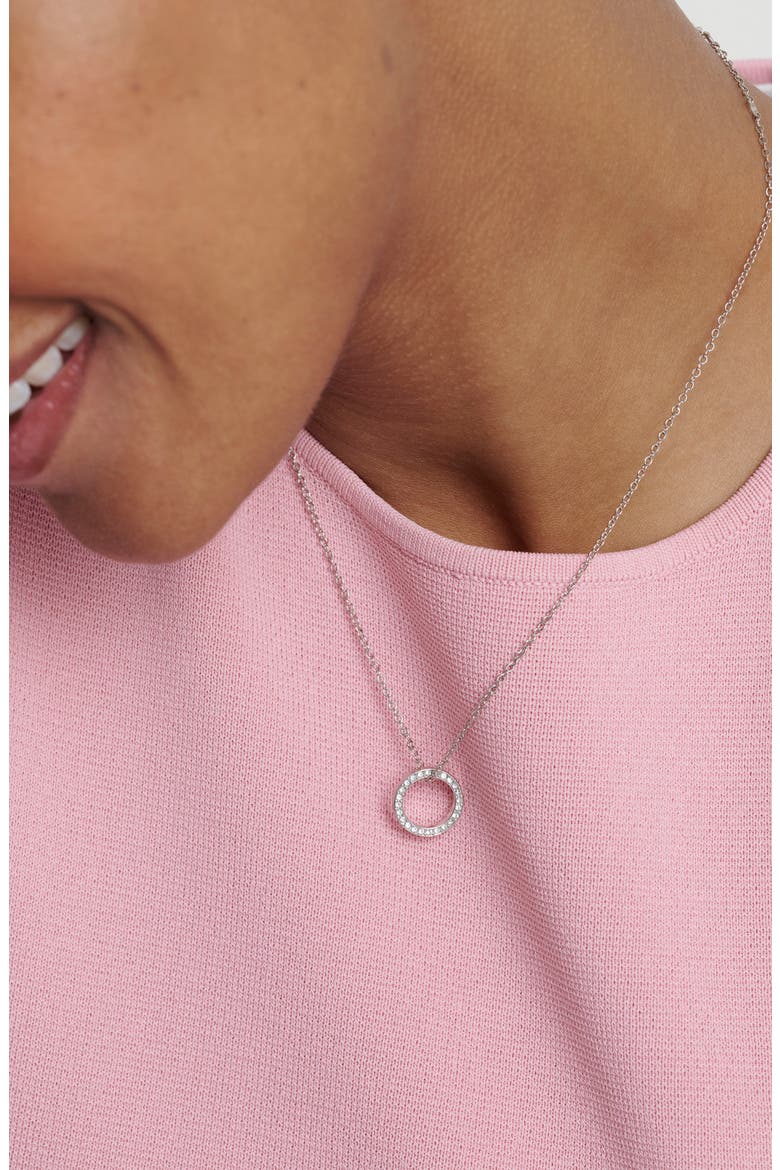 Heri Crystal Hoop Pendant Necklace, Alternate, color, SILVER TONE CLEAR CRYSTAL